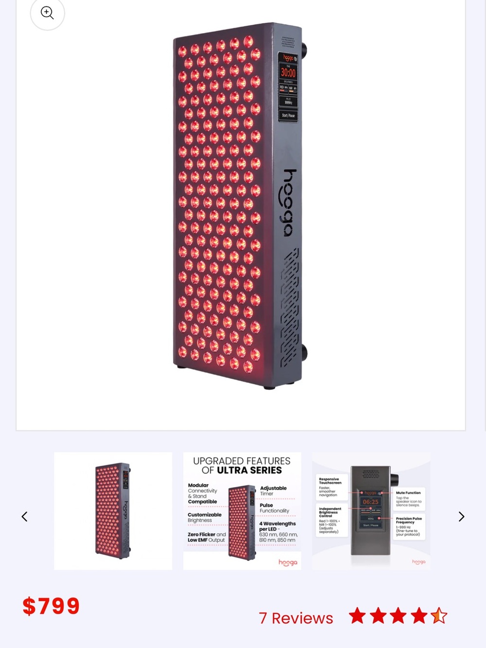 Red LED Light Therapy Panel - Red